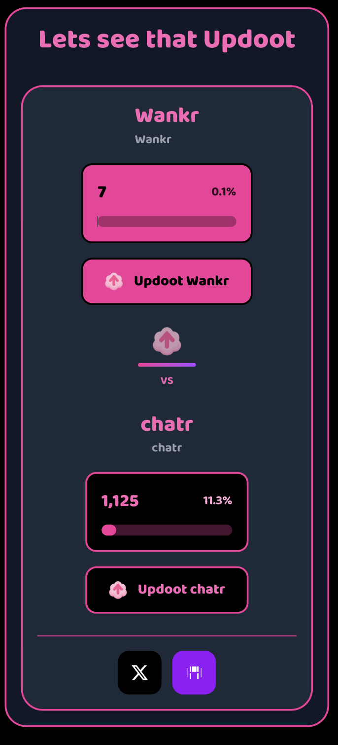 Updoot Battles - Farcaster Mini Apps screenshot